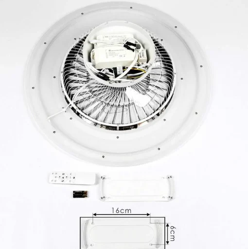 Ventilateur De Plafond Terradura Led Chrome, Blanc, 1 Lumiere, Telecommandes