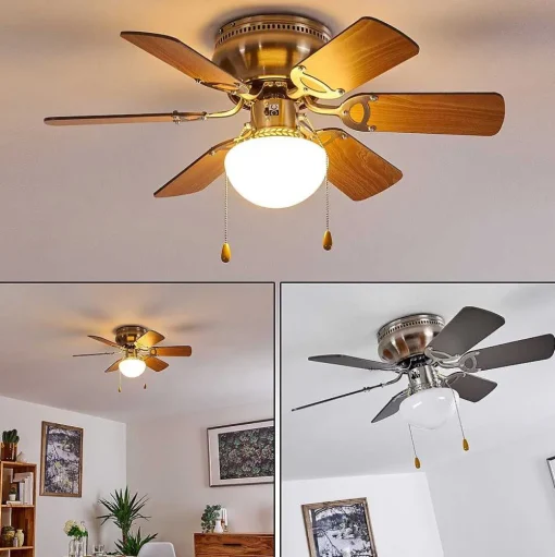 Ventilateur De Plafond Trillo Nickel Mat, 1 Lumiere