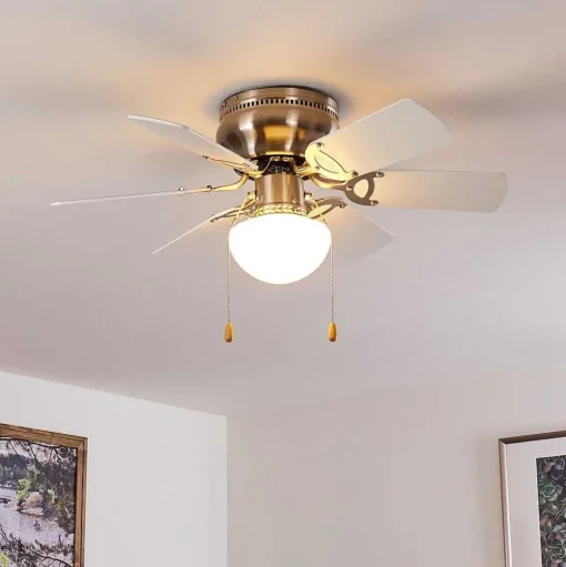 Ventilateur De Plafond Trillo Gris, Nickel Mat, Blanc, 1 Lumiere