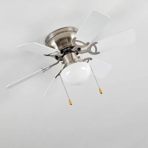 Ventilateur De Plafond Trillo Gris, Nickel Mat, Blanc, 1 Lumiere
