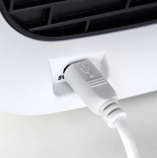 Ventilateur De Table Chania Led Noir, Blanc, 1 Lumiere, Changeur De Couleurs