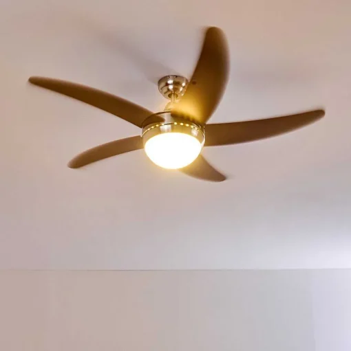 Ventilateurs De Plafond Morino Brun, Nickel Mat, 2 Lumieres, Telecommandes