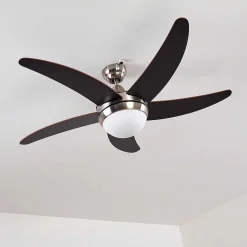 Ventilateurs De Plafond Morino Brun, Nickel Mat, 2 Lumieres, Telecommandes
