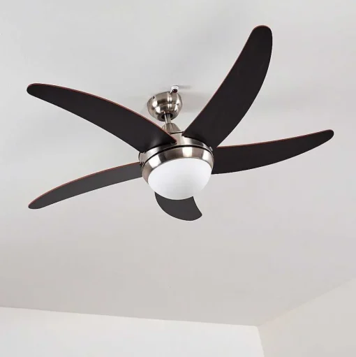 Ventilateurs De Plafond Morino Brun, Nickel Mat, 2 Lumieres, Telecommandes